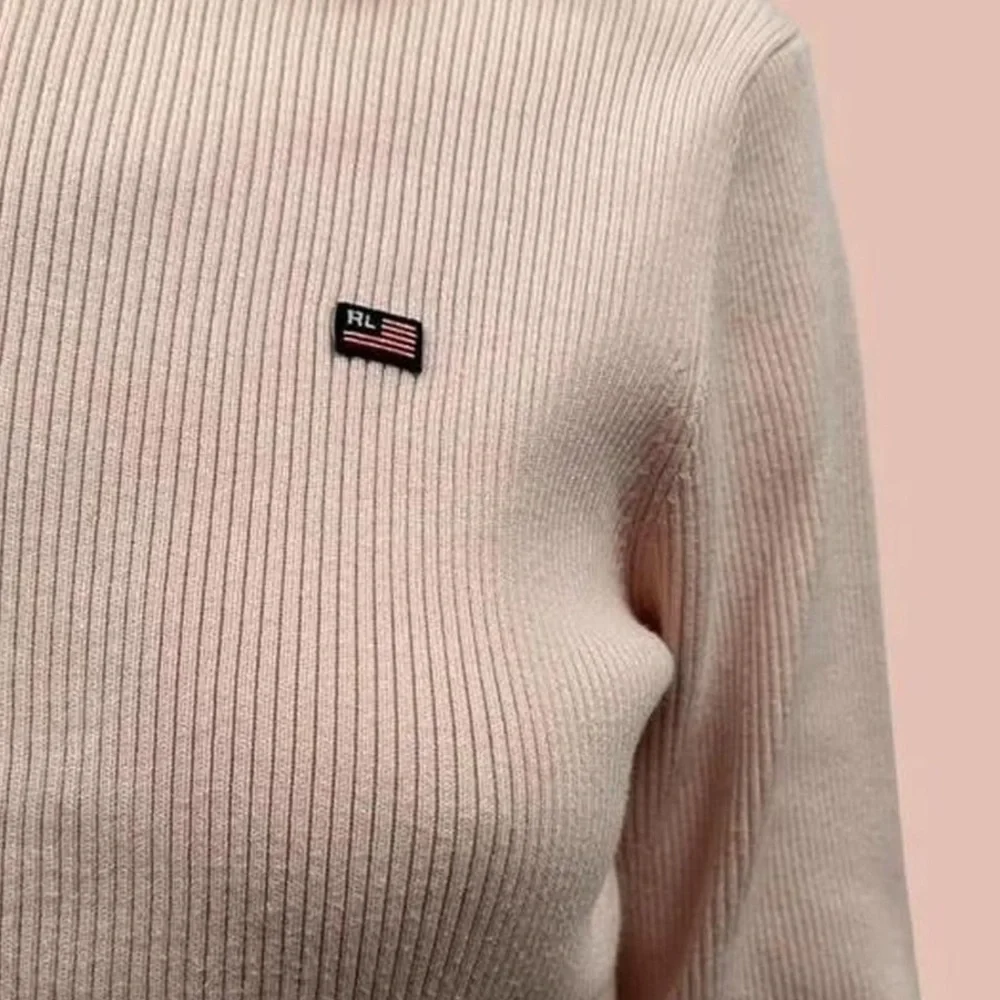 Vintage Ralph Lauren Polo Jeans Ribbed Mock Zip Sweater RL USA Flag Patch Y2K 90 - Picture 3 of 12